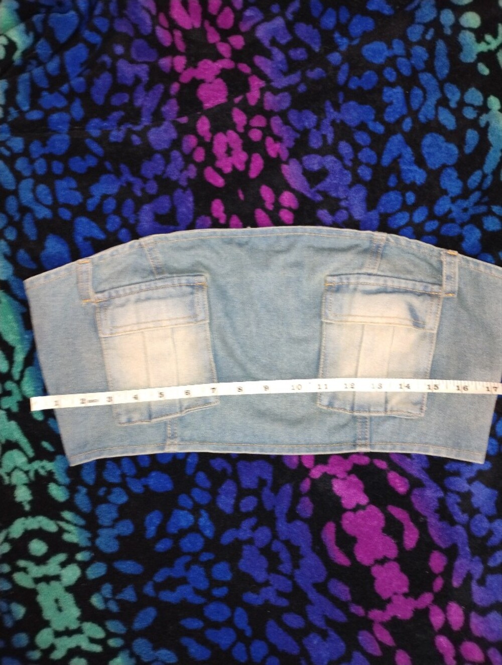 Women's Light Blue Denim Strapless Crop Top